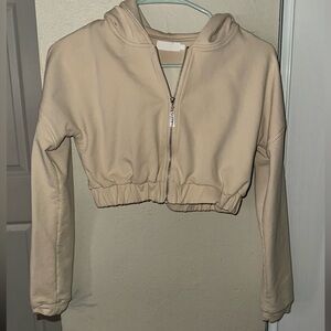 Meshki Beige Zip-Up Hoodie